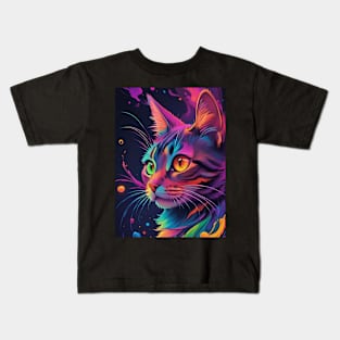 Colourful Curious Cat Kids T-Shirt